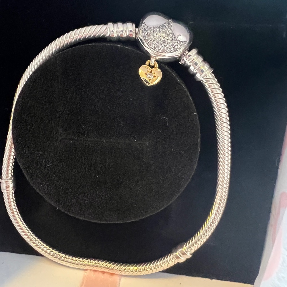 Disney Pandora Cinderella Heart Clasp with 14k gold plated heart dangle